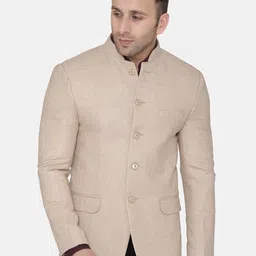 Wintage Men Beige Self Design Regular-Fit Bandhgala Blazer-picture-29
