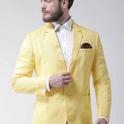 Hangup Men Yellow Solid Regular Fit Single-Breasted Blazer-picture-43