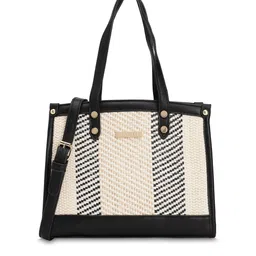 Luvoksi Geometric Colourblocked PU Structured Handheld Bag with Applique-picture-17