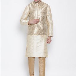 VASTRAMAY Woven Design Regular Kurta And Churidar With Nehru Jacket-picture-34