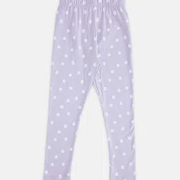 Pantaloons Junior Girls Lavender-Colored & White Printed Ankle-Length Leggings-picture-30