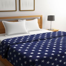 Aura Navy Blue & White Geometric Microfiber AC Room 120 GSM Double Bed Blanket-picture-5