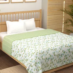 Story@home Fluorescent Green & White Floral AC Room 150 GSM Double Bed Dohar-picture-38