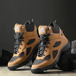 Leo's Fitness Shoes Men Colourblocked Canvas Hiking Boots-picture-14