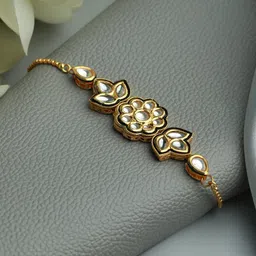 Jazz and Sizzle Women Gold-Toned & Black Brass Kundan Gold-Plated Link Bracelet-picture-42