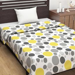 Divine Casa White & Yellow Polka Dots AC Room 110 GSM Reversible Single Bed Dohar-picture-5