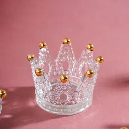 Nestasia Transparent & Gold-Toned Textured Crown Candle Holder-picture-20