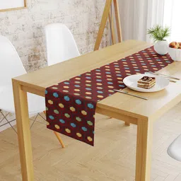 S9home by Seasons Maroon & Green Geometric 6 Seater Table Runner-image-1
