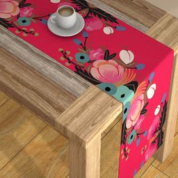 AEROHAVEN Red & Pink Printed Floral Table Runner-picture-20