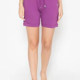 Vami Women Purple Solid Regular Fit Shorts-picture-11