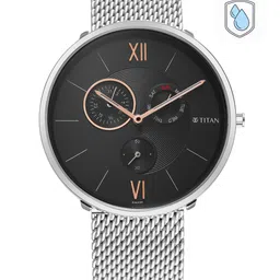 Titan Men Black Printed Dial & Silver Toned Stainless Steel Style Straps Analogue Watch-picture-40