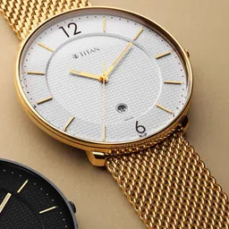Titan Men Gold-Toned Brass Dial & Stainless Steel Bracelet Style Straps Analogue Watch 1849YM01-picture-19