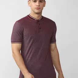 van heusen V Dot Men Purple Solid Short Sleeves Slim Fit T-shirt-picture-44