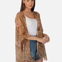 PURYS Women Printed Tasselled Shrug-image-27