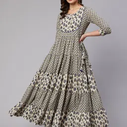 GLAM ROOTS Ethnic Motifs Printed Pure Cotton Anarkali Kurta-picture-13