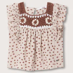 ELLE Floral Printed Square Neck Flutter Sleeve Top-picture-38