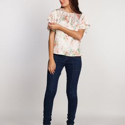Zink London Floral Printed Round Neck Flutter Sleeves Regular Top-picture-44