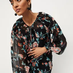max Black Floral Print Top-picture-15