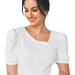 Dream Beauty Fashion Asymmetric Neck Puff Sleeve Regular Top-picture-11