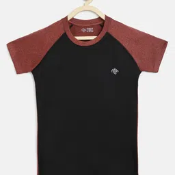 CHIMPRALA Girls Black & Brown Colourblocked T-shirt-picture-52