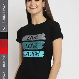 Fabflee Pack of 3 Printed Cotton T-shirts-picture-15