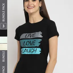 Fabflee Pack Of 3 Typography Printed Cotton T-shirt-picture-27