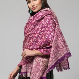 Tweedle Floral Woven-Design Woollen Shawl-picture-18