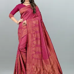 Om Shantam Sarees Woven Design Zari Banarasi Saree-picture-20