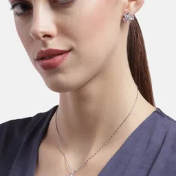 Carlton London Silver-Toned Crystal Studded Jewellery Set image 4
