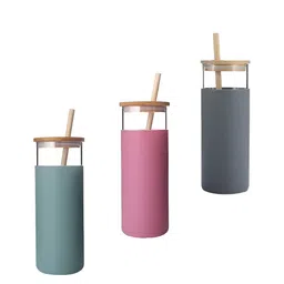 WELOUR Pink 3 Pieces Glass Solid Water Bottles 500 ml-picture-38