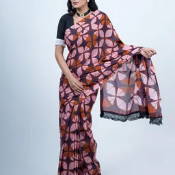BUTA BUTI Batik Printed Pure Cotton Tasseled Saree-picture-33