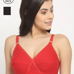 Friskers Pack Of 2 Black & Red Everyday Bra-picture-34