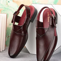 pelle albero Men Textured Leather Shoe-Style Sandals-image-94