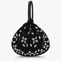 Anekaant Women Black & White Embellished Potli Clutch-picture-27