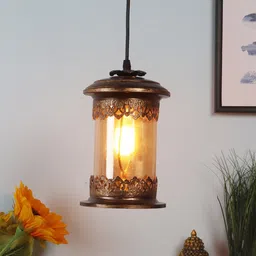 MFD HOME FURNISHING Gold-Toned & Transparent Iron Quirky Hanging Lantern-picture-14