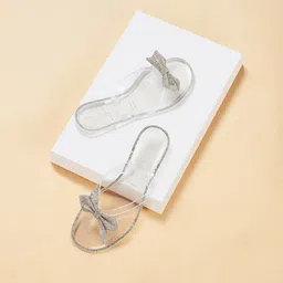 Forever Glam by Pantaloons Embellished T-Strap Flats With Bows image 1