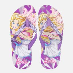 Kids Ville Girls Purple & White Barbie Printed Rubber Room Slippers-picture-11