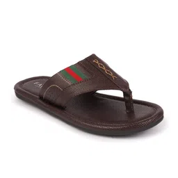 FAUSTO Men Brown & Red Thong Flip-Flops image 2