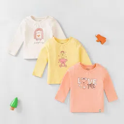 Ed-a-Mamma Baby Infant Girls Pack Of 3 Graphic Printed Pure Cotton T-shirt-picture-18