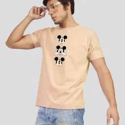 Greylongg Men Mickey Mouse Graphic Printed Round Neck Cotton T-shirt-picture-15