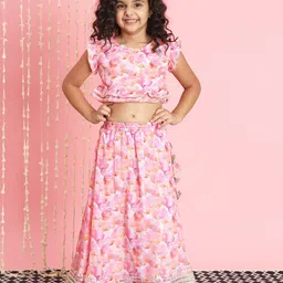 Readiprint Fashions Girls Printed Flutter Sleeves Ready to Wear Lehenga & Blouse-image-59