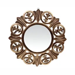 VAS collection home Floral Patterned Wooden Frame Wall Mirror-picture-44