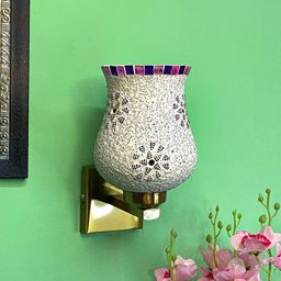 foziq White & Yellow Textured Glass Wall Lamp-picture-39