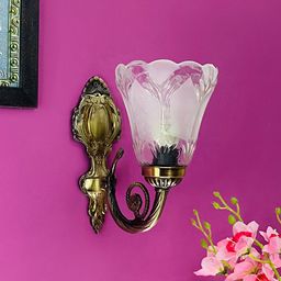 foziq Transparent & Yellow Textured Glass Wall Lamp-picture-1