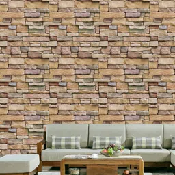 Jaamso Royals Brown Stone Brick Self Adhesive Removable Wallpaper-image-74