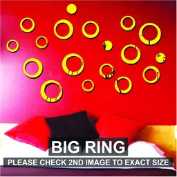 Wall1ders Gold Toned 18 Pieces Ring Self Adhesive Mirror Wall Stickers-image-31
