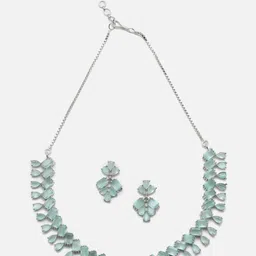 Anouk Rhodium-Plated American Diamond Studded Necklace & Earrings-picture-32