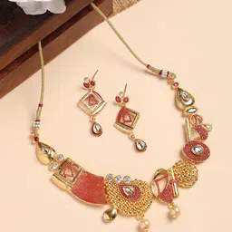 Anouk Gold-Plated Stone-Studded & Pearl Beaded Jewellery Set-picture-30