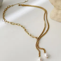 FIMBUL Gold-Plated Hip Hop Long Faux Pearl Pendant Tassel Pendant Chain-picture-39