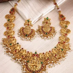 KARATCART Gold Plated Kundan Studded Jewellery Set-image-75